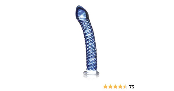 Blue glass dildo adorned with a seductive snaky pattern for added stimulation. For indulging in passionate pleasures.