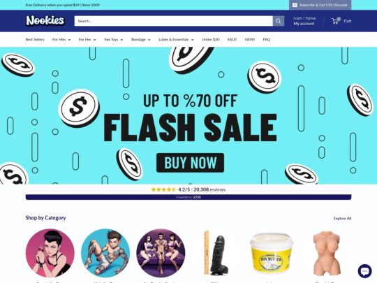 Nookies Toys review, a site that is one of many popular Online Sex Toy Shops