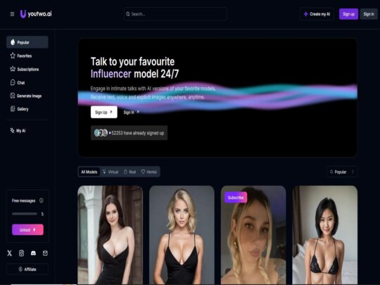 YouTwo review, a site that is one of many popular AI Porn Sites